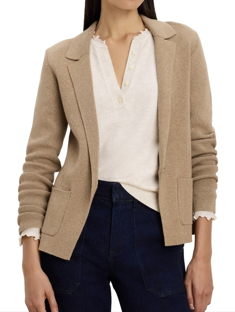 J. Crew Tan Camel Knit One-Button Blazer